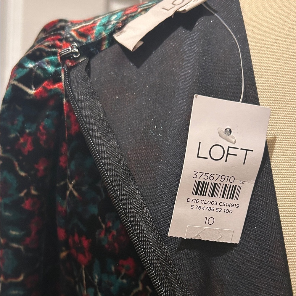 LOFT Elegant Multicolor velvet Patterned Dress NWT - image 11